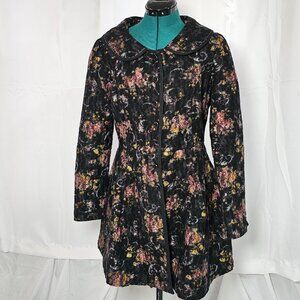 Nick & Me Black Floral Zip Jacket – Size M